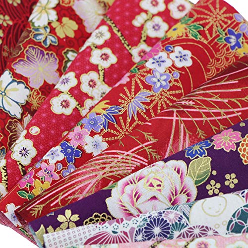 aufodara 30Pcs Fabric Cotton Crafts Japanese Style 20x25 cm, Fabric Patchwork Quilt Bundle, Printed Floral Gold Patterns Fabrics for Sewing Quilting DIY Artcraft Handwork (Color-Bronzing) - Image 5