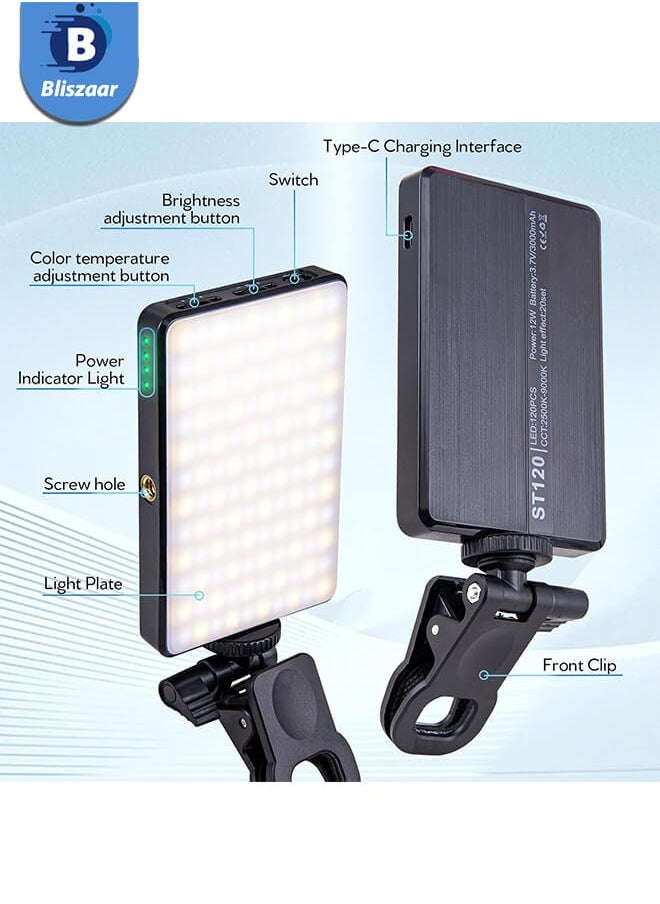 Bliszaar Portable Selfie Light - 120 LED Camera Light, Photography Fill Light, Rechargeable, 3 Light Modes, 10 Brightness Levels, Up to 15 Hours of Lighting for Video, Vlogs, iPhone, iPad, Tablet, Laptop - Black  - Image 5