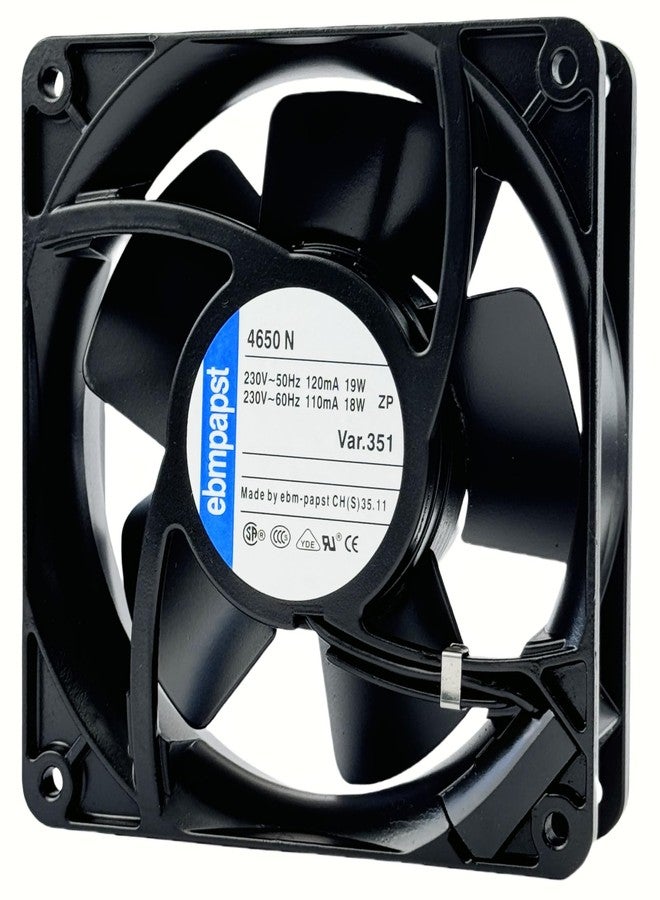 IXGPUTS for ebmpapst Cooling Fan 4650N, All Metal High Temperature Resistant Axial Cooling Fan 2-Pin 120x120x38mm AC 230V 50/60Hz 0.12A - Image 1