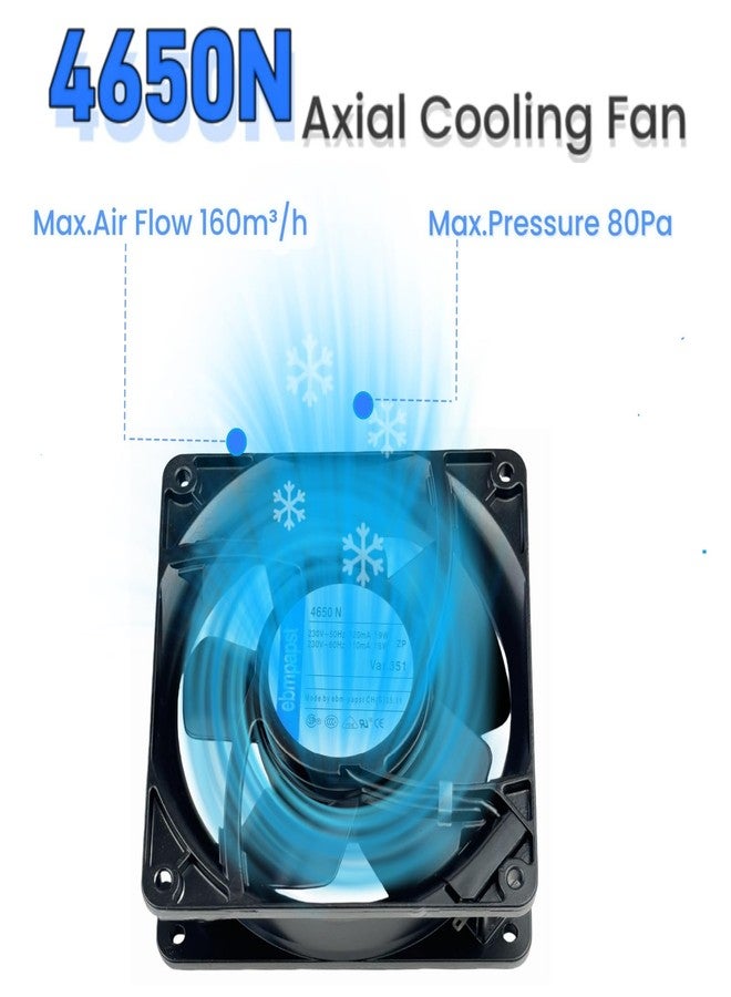IXGPUTS for ebmpapst Cooling Fan 4650N, All Metal High Temperature Resistant Axial Cooling Fan 2-Pin 120x120x38mm AC 230V 50/60Hz 0.12A - Image 5