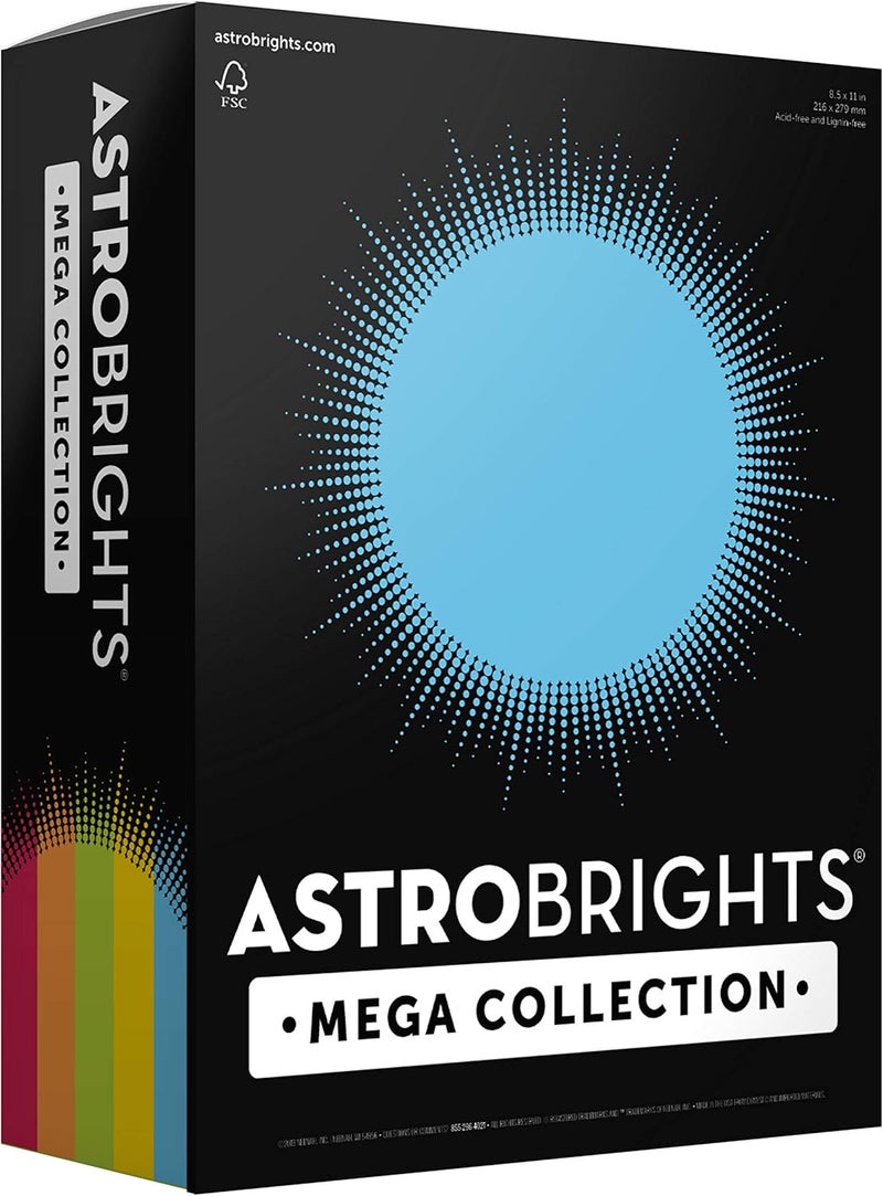Astrobrights Mega Collection, Colored Cardstock,"Classic" 5-Color Assortment, 320 Sheets, 65 lb/176 gsm, 8.5" x 11" - MORE SHEETS! (91630) - Image 1