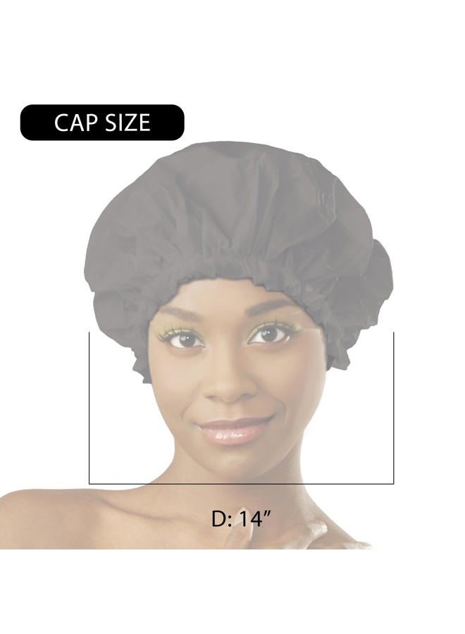 Donna Shower Cap for Women Donna Shower Caps for Women Reusable Waterproof Travel Accessories for Women Spa X-Large, 1PC BLACK COLOR - Image 4