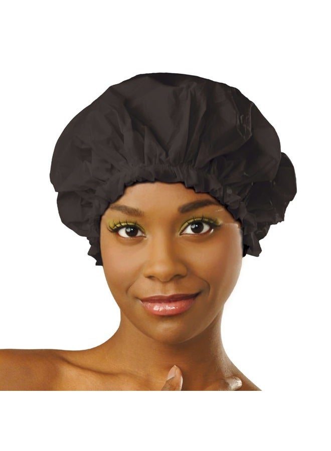 Donna Shower Cap for Women Donna Shower Caps for Women Reusable Waterproof Travel Accessories for Women Spa X-Large, 1PC BLACK COLOR - Image 1