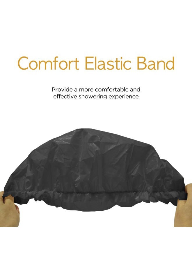 Donna Shower Cap for Women Donna Shower Caps for Women Reusable Waterproof Travel Accessories for Women Spa X-Large, 1PC BLACK COLOR - Image 3