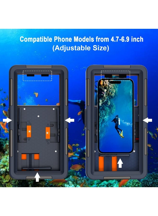 4.7-6.9 inch Professional Waterproof Snorkeling Case 15m/50ft Underwater Video Protective Case with Lanyard for iPhone 16/15/14/13/12/11 Pro Max/XR/XS/X/Samsung Galaxy - Image 2