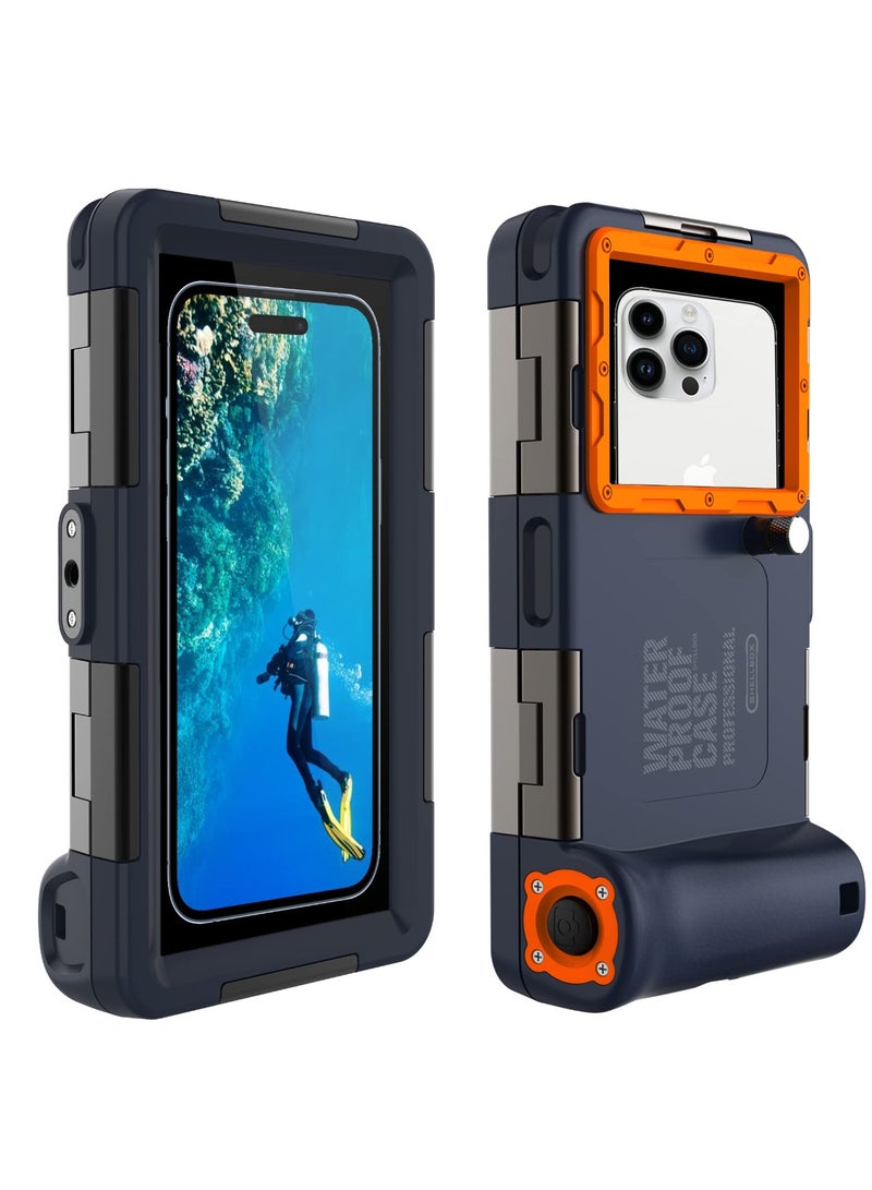 4.7-6.9 inch Professional Waterproof Snorkeling Case 15m/50ft Underwater Video Protective Case with Lanyard for iPhone 16/15/14/13/12/11 Pro Max/XR/XS/X/Samsung Galaxy - Image 1