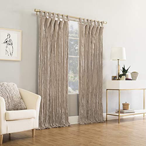 No. 918 Odelia Distressed Velvet Semi-Sheer Tab Top Curtain Panel, 50" x 84", Stone - Image 5