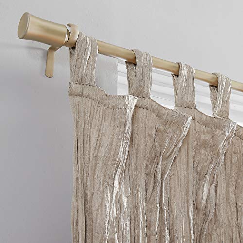 No. 918 Odelia Distressed Velvet Semi-Sheer Tab Top Curtain Panel, 50" x 84", Stone - Image 2