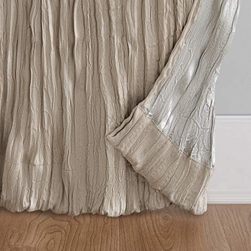 No. 918 Odelia Distressed Velvet Semi-Sheer Tab Top Curtain Panel, 50" x 84", Stone - Image 4