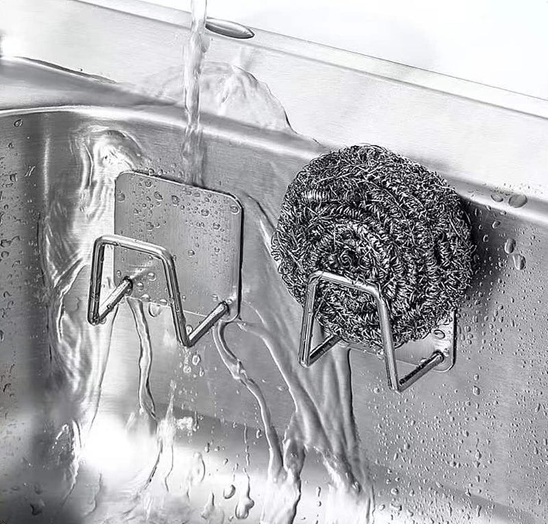Oligitdi Sponge Holder for Kitchen Sink - Stainless Steel with Adhesive - Set of 2 - Image 1
