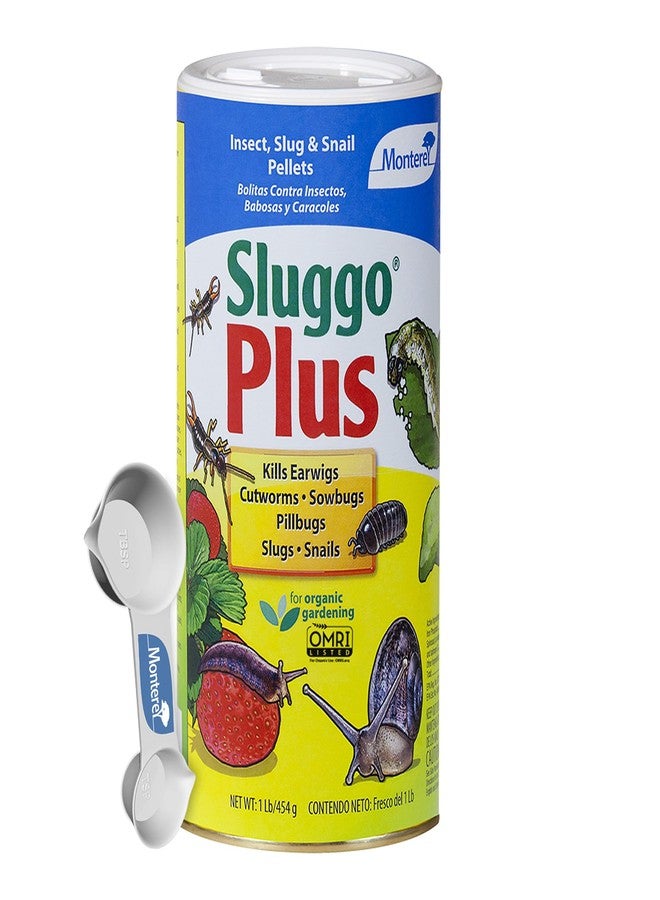 Monterey Sluggo Plus Bundled with Measuring Spoon - Snail & Slug Killer, Plus Controls Other Insects, OMRI Listed for Organic Gardening - 1 lb - Image 1