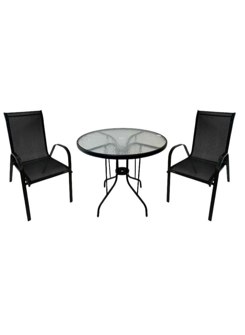 AL KHALDIYA 3 Piece Rattan Dining Table with 2 Chairs for Home 