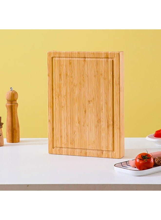Bamboo cutting board with 5-piece kitchen knife set, sliding drawer, non-slip wooden cutting board, suitable for meat, vegetables, bread, fruits, and cheese, kitchen preparation board, 37 x 27 x 5 cm - Image 3