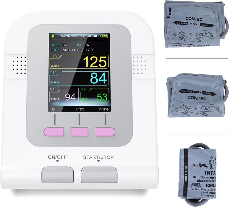 CONTEC Fully Automatic Blood Pressure Monitor Upper Arm Cuff 3 Mode 3 Cuffs Electronic Sphygmomanometer 300 Sets Memory - Image 1