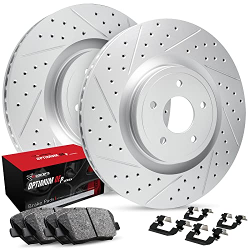 R1 Concepts Rear Brakes Pads and Rotors Kit| Rear Brakes Rotors| Rear Rotors And Brake Pads Kit| Optimum OEp Brakes and Rotors| Brake Kit|Hardware| Fit 2015-2018 Porsche Macan - Image 1