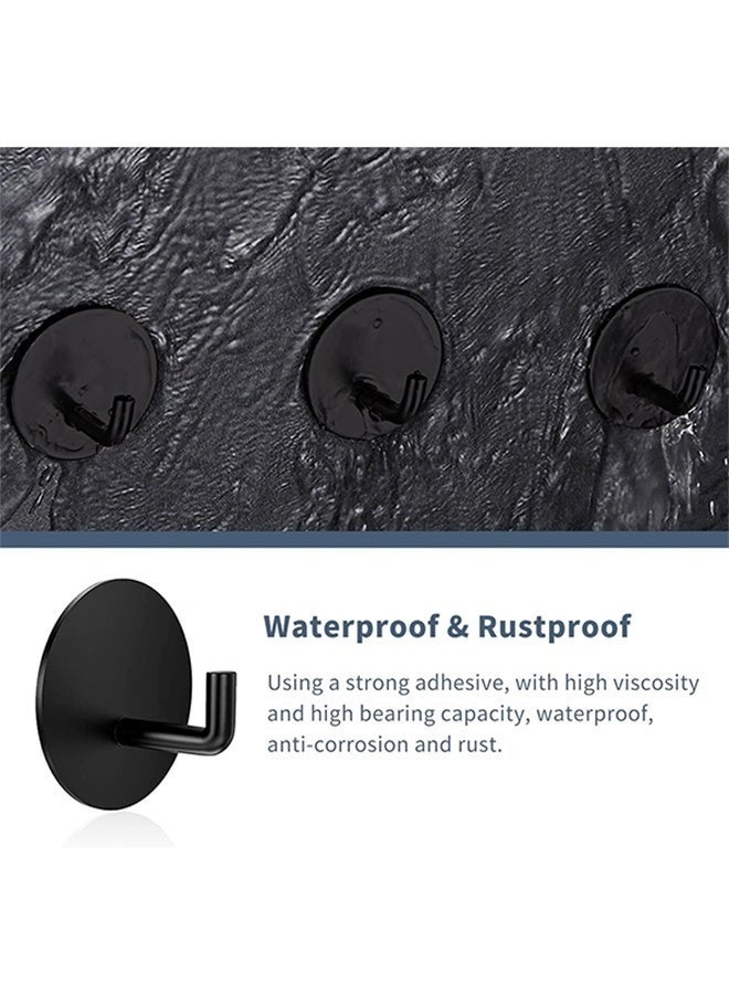 Towel Hooks for Bathroom, 4 Pack Adhesive Hooks, Stainless Steel Shower Hooks, Round Wall Hook Holder for Hanging Robe, Coat, Clothes, Hat, Key in Washroom Kitchen Hotel (Black) - Image 3
