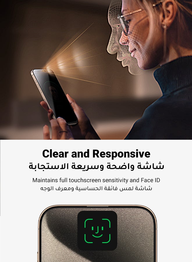 Ugreen 2Pack iPhone 16 Pro Max Privacy Screen Protector  6.9 Inch  Face ID Supported Easy Installation Anti-Spy & Privacy Protection Anti-Fingerprint & Bubble Free, Case Friendly 9H Tempered Glass - Image 5