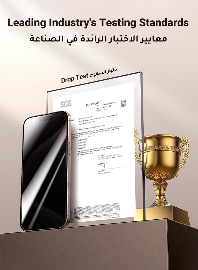 Ugreen 2Pack iPhone 16 Pro Max Privacy Screen Protector  6.9 Inch  Face ID Supported Easy Installation Anti-Spy & Privacy Protection Anti-Fingerprint & Bubble Free, Case Friendly 9H Tempered Glass - Image 3