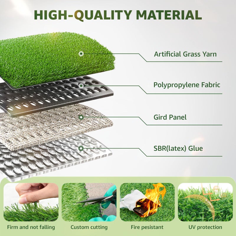 LOOBANI Synthetic Artificial Turf, Artificial Grass for Dog Potty with Drainage Holes, Fake Grass Rug for Garden Landscape Balcony Patio Backyard Decoration, 3 Feet x 5 Feet - Image 4