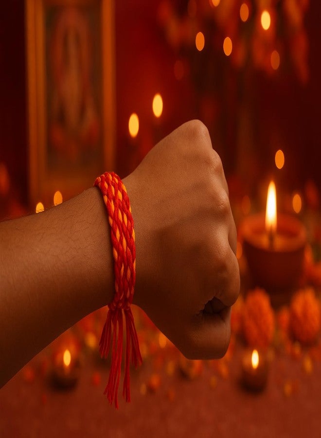 Saugat Traders Handmade Moli Thread for Pooja | Pack of 4 Handcrafted Mauli Kalava for Men & Women Traditional Wrist Band Hand Dora Raksha Sutra Dhaga Cotton - Image 3