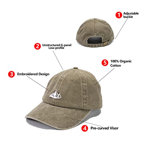 DASMINI Dad Hats for Men Womens Baseball Caps Mountain Hat Adjustable Unstructured Vintage Outdoor Cap(Olive) - Image 3