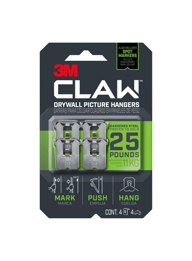 Scotch  3M Claw Steel Drywall Picture Hanger Pack 4Pcs