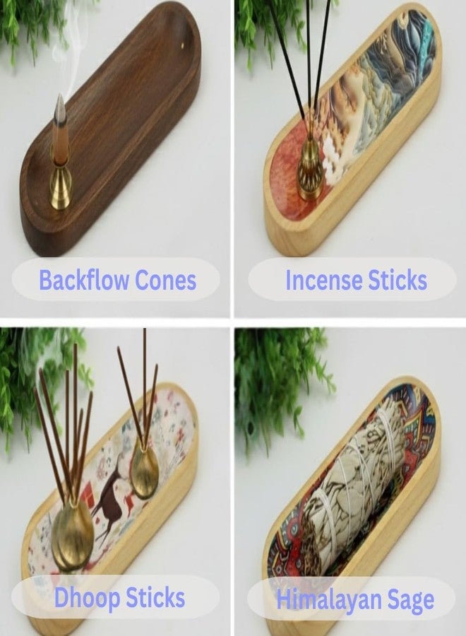 Bless International Bless-International Traditional-Handmade-Tray-Burner Wooden-Trat-Incense-Stick-Holder Ash-Catcher-Stand for-Aromatherapy-Meditation-Yoga (11x4x1.22 Inches) - Image 5