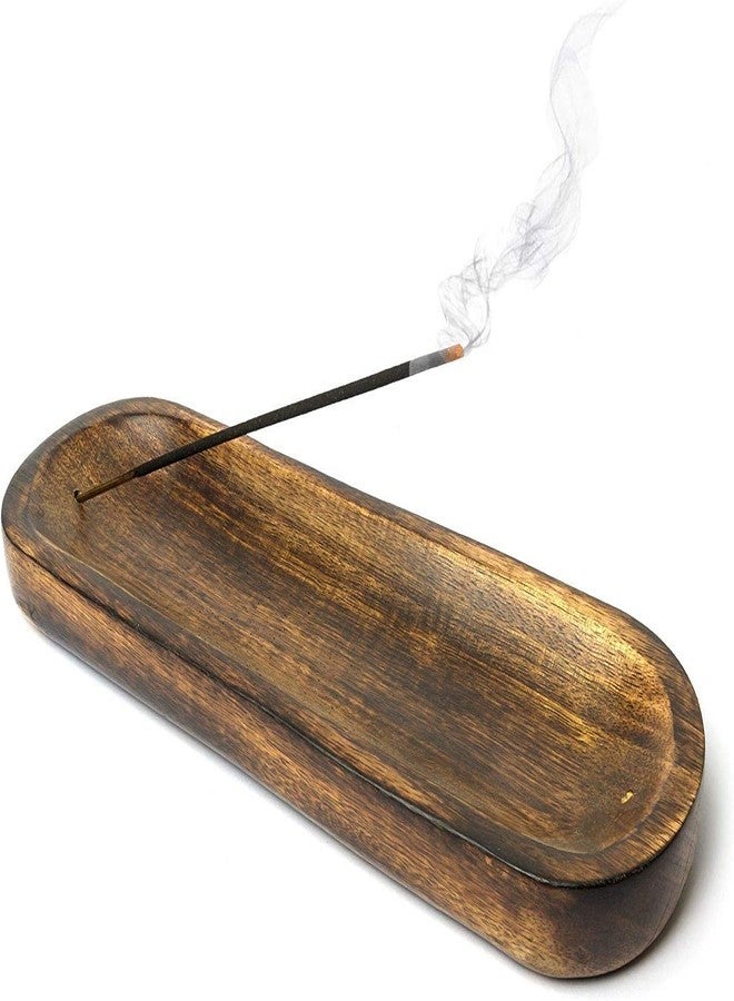 Bless International Bless-International Traditional-Handmade-Tray-Burner Wooden-Trat-Incense-Stick-Holder Ash-Catcher-Stand for-Aromatherapy-Meditation-Yoga (11x4x1.22 Inches) - Image 1