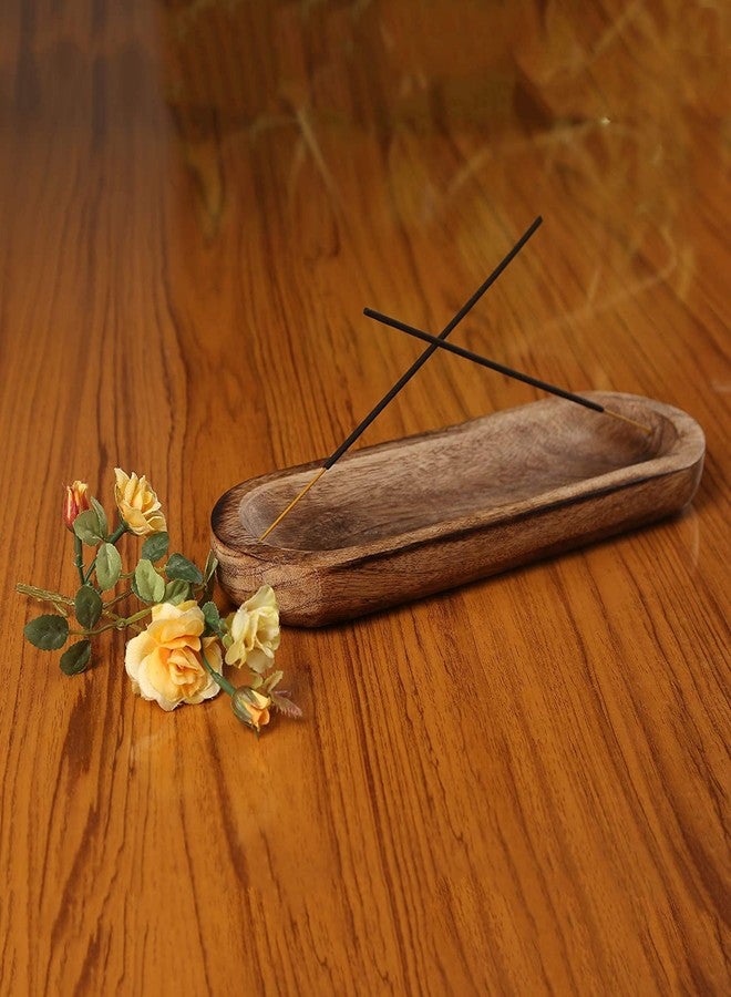 Bless International Bless-International Traditional-Handmade-Tray-Burner Wooden-Trat-Incense-Stick-Holder Ash-Catcher-Stand for-Aromatherapy-Meditation-Yoga (11x4x1.22 Inches) - Image 2