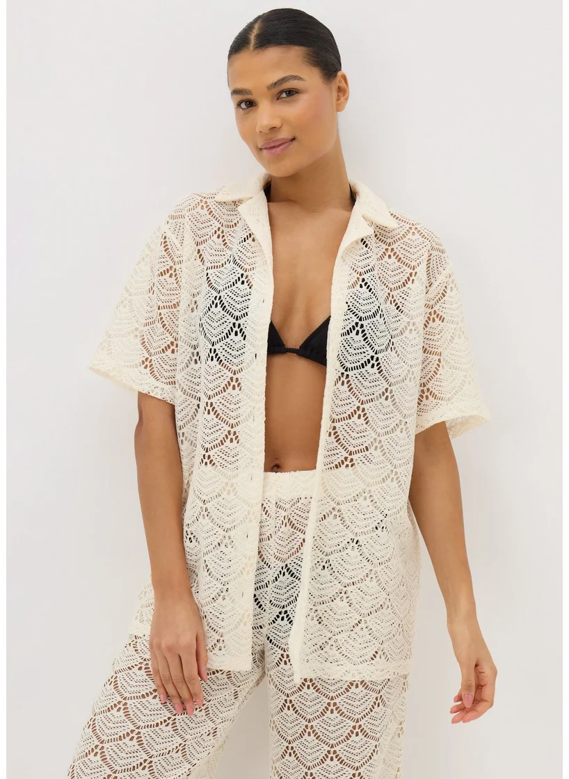 Matalan Cream Crochet Shirt Top