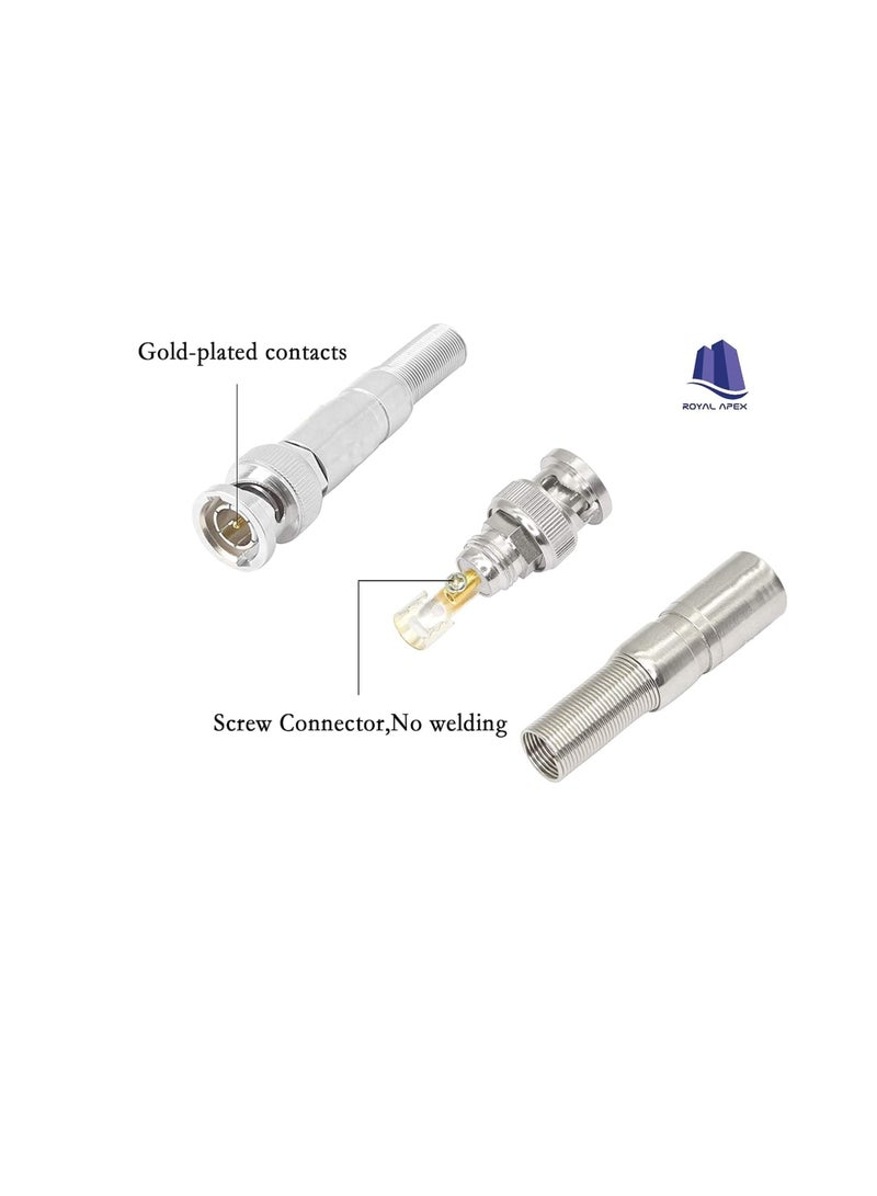 BNC Male Connector Professional Design Easy To Install Strong Compatibility Simple Appearance BNC Connector for CCTV Cameras (Pack of 100) - Image 2