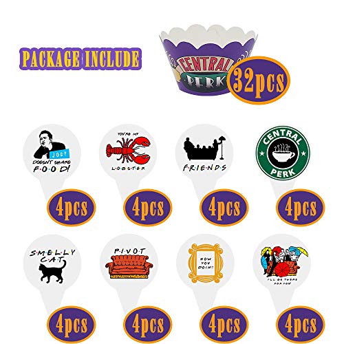 BCARICH 64 PCS Cupcake Toppers and Wrappers for Friends TV Show Themed Set 32 of each Cute Party Supplies for Friends Themed Birthday Party or Bridal Shower Decoration - Image 5