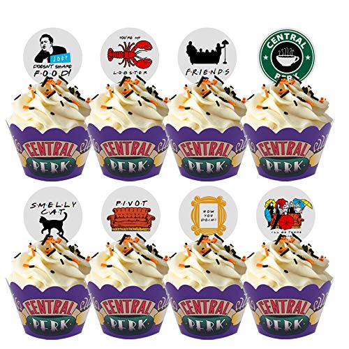 BCARICH 64 PCS Cupcake Toppers and Wrappers for Friends TV Show Themed Set 32 of each Cute Party Supplies for Friends Themed Birthday Party or Bridal Shower Decoration - Image 1