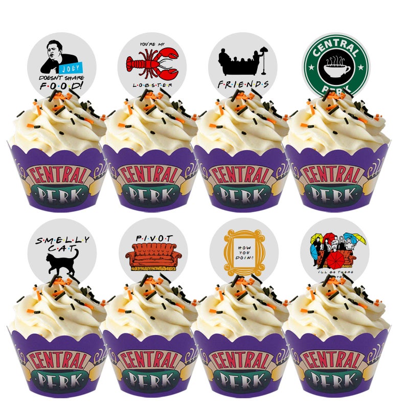 BCARICH 64 PCS Cupcake Toppers and Wrappers for Friends TV Show Themed Set 32 of each Cute Party Supplies for Friends Themed Birthday Party or Bridal Shower Decoration - Image 3