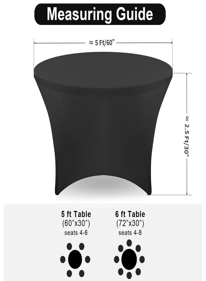 FestiCorp 60 Inch Round Spandex Table Covers 5ft Fitted Tablecloth for 5 Foot Tables, Stretch Wrinkle Free Black Table Clothes for Party, Wedding, Birthday, Banquet, Vendor Stand - Image 3