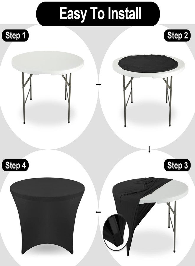 FestiCorp 60 Inch Round Spandex Table Covers 5ft Fitted Tablecloth for 5 Foot Tables, Stretch Wrinkle Free Black Table Clothes for Party, Wedding, Birthday, Banquet, Vendor Stand - Image 5
