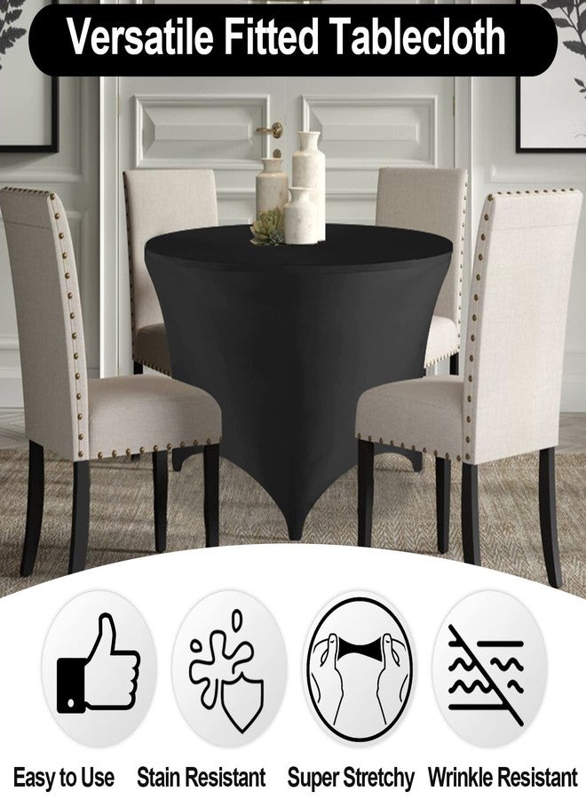FestiCorp 60 Inch Round Spandex Table Covers 5ft Fitted Tablecloth for 5 Foot Tables, Stretch Wrinkle Free Black Table Clothes for Party, Wedding, Birthday, Banquet, Vendor Stand - Image 2