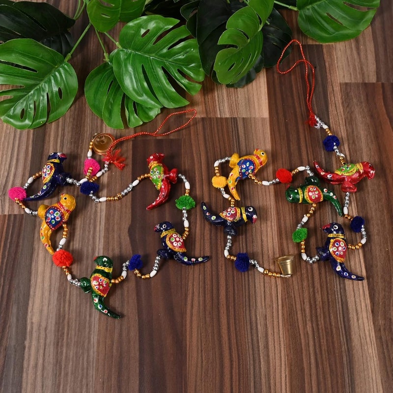 MDS CREATION MDS CREATION Wall Door Man Gate Parrot Line Hanging for Home Decoration and Gifts Purpose Toran Bandhanwar for Diwali Decoration Festive Decoration Elegant Parrot Design Tooran  - Image 5