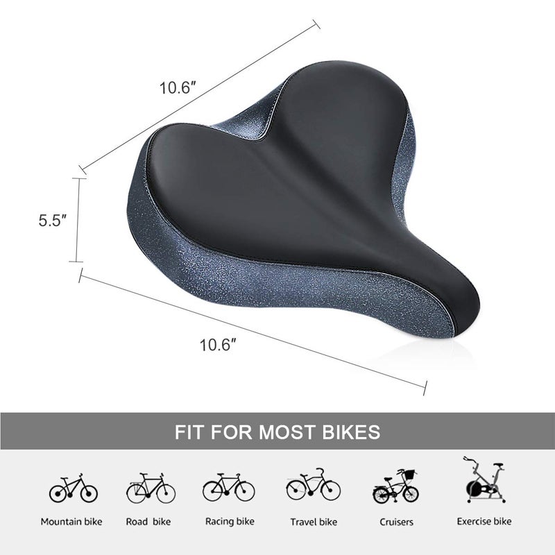 YLG Wide Bike Seat with Taillight - Oversized Comfort Bike Seats for Women Men - Extra Wide Bicycle Saddle,Universal Fit, Shock Absorbing (Wide Saddle) - Image 4