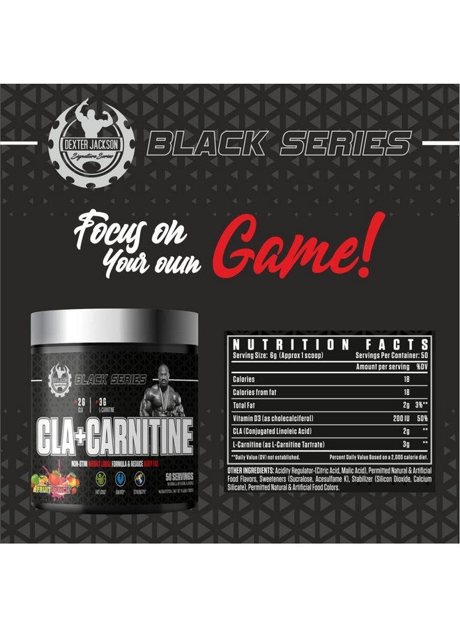 DEXTER JACKSON ديكستر جاكسون بلاك سيريز CLA + كارنيتين | نكهة فواكه البونش | 50 حصة، 300 جرام | دعم متقدم لإدارة الوزن - Image 5