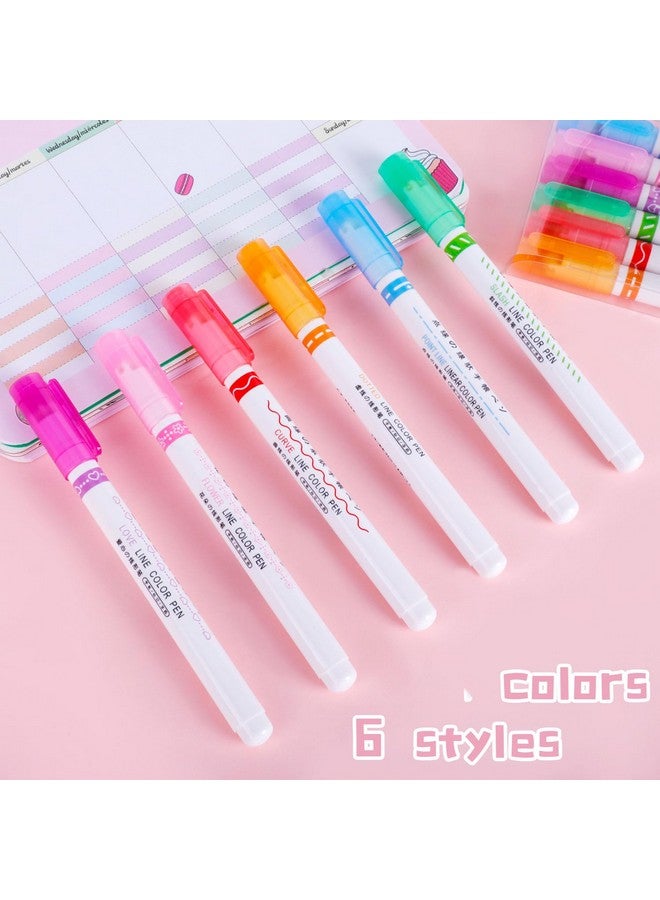 في جراسب مجموعة أقلام التحديد المنحنية الخطية VGRASSP، مكونة من 6 أقلام - مجموعة ألعاب للأطفال والكبار - تتضمن 6 أنماط و6 ألوان مختلفة - مثالية لتزيين سجل القصاصات وتسليط الضوء على النصوص - Image 3