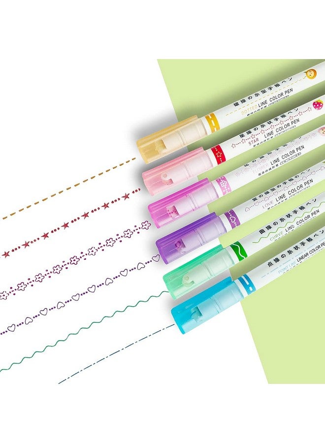 في جراسب مجموعة أقلام التحديد المنحنية الخطية VGRASSP، مكونة من 6 أقلام - مجموعة ألعاب للأطفال والكبار - تتضمن 6 أنماط و6 ألوان مختلفة - مثالية لتزيين سجل القصاصات وتسليط الضوء على النصوص - Image 1