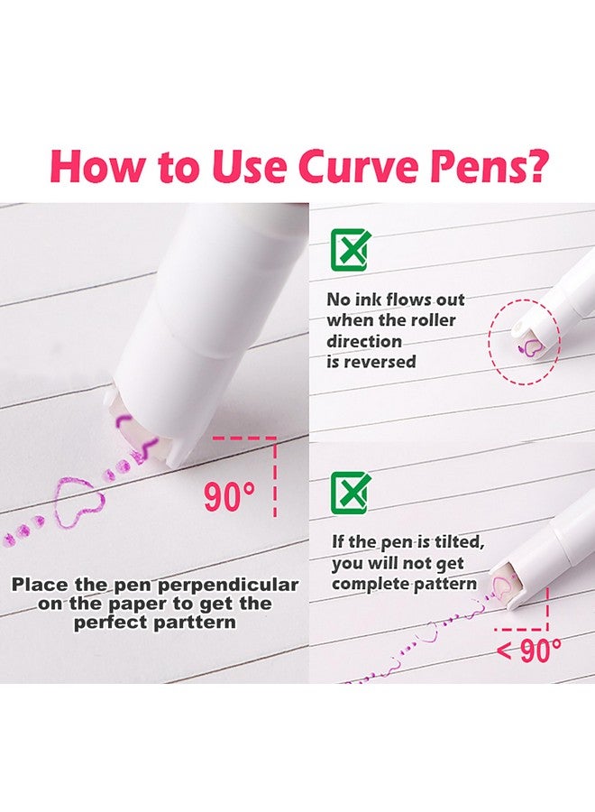 في جراسب مجموعة أقلام التحديد المنحنية الخطية VGRASSP، مكونة من 6 أقلام - مجموعة ألعاب للأطفال والكبار - تتضمن 6 أنماط و6 ألوان مختلفة - مثالية لتزيين سجل القصاصات وتسليط الضوء على النصوص - Image 2