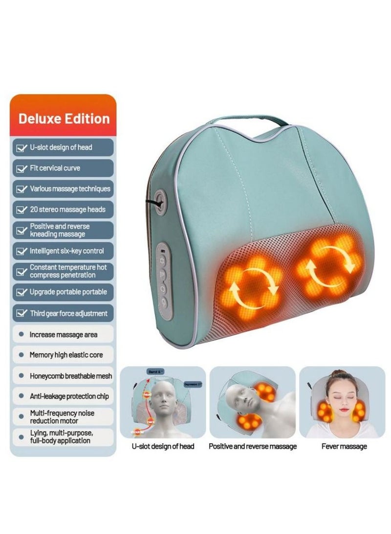 New Upgraded Electric Neck Massager Can Relax The Muscles Of The Whole Body 27*33*12Cm Black/Green - Image 2