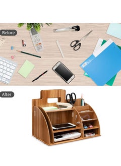 Kidle Wooden Desktop Organizer Pen Holder Stationery Storage For Home Office School  - Image 3