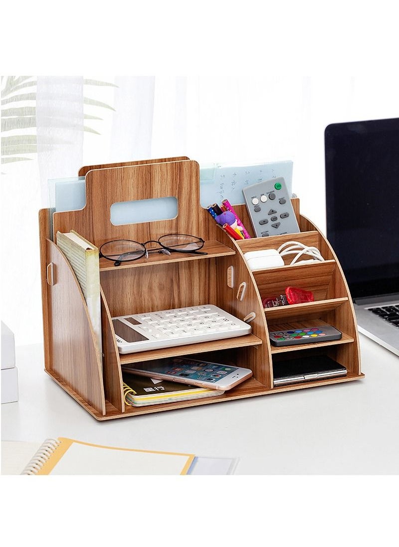 Kidle Wooden Desktop Organizer Pen Holder Stationery Storage For Home Office School  - Image 1