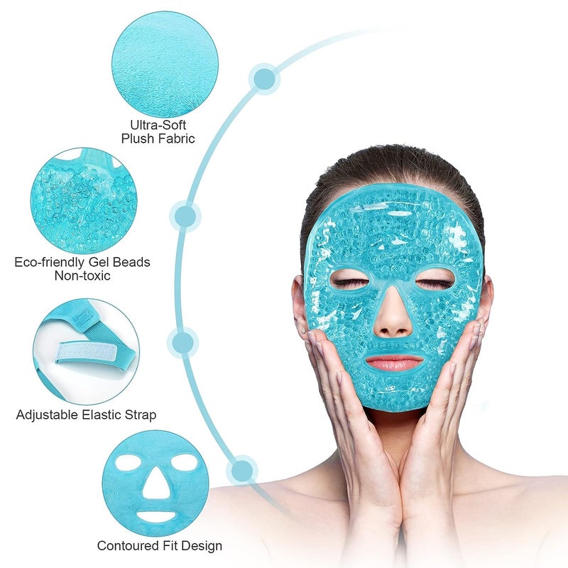 Snivy Snivy Cold Face Eye Masks Ice Face Mask Hot Cold Compress For Dark Circles Puffiness Migraines Headache Stress Redness Cooling Face Masks For Women Man Skin Care  - Image 2
