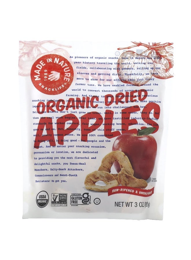Made in Nature, Organic Dried Apples, Sun-Ripened & Unsulfured, 3 oz (85 g) - Image 1