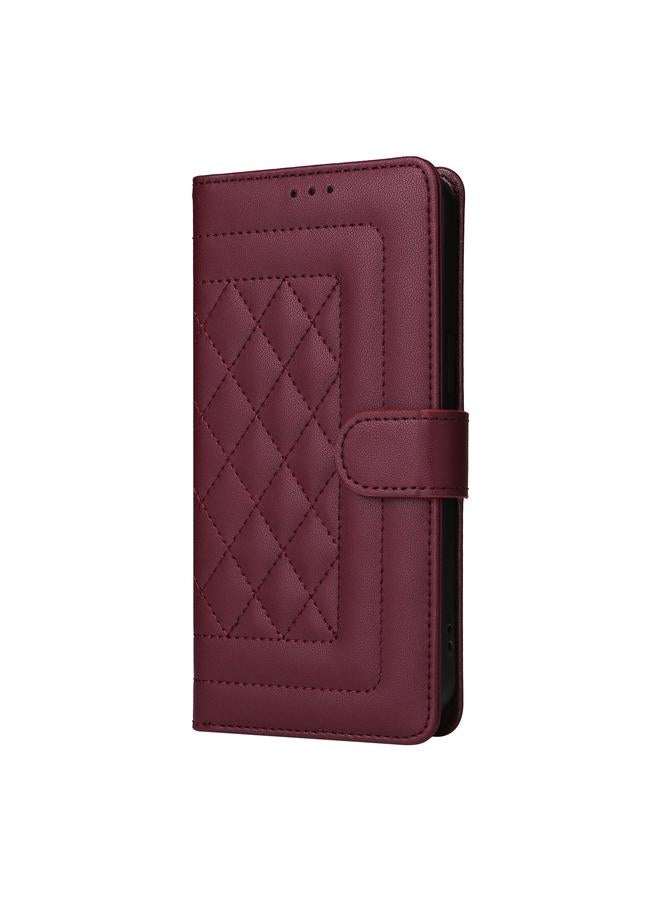 S-TOP Case For iPhone 12 Pro Max Diamond Lattice Leather Flip Phone Case - Image 2
