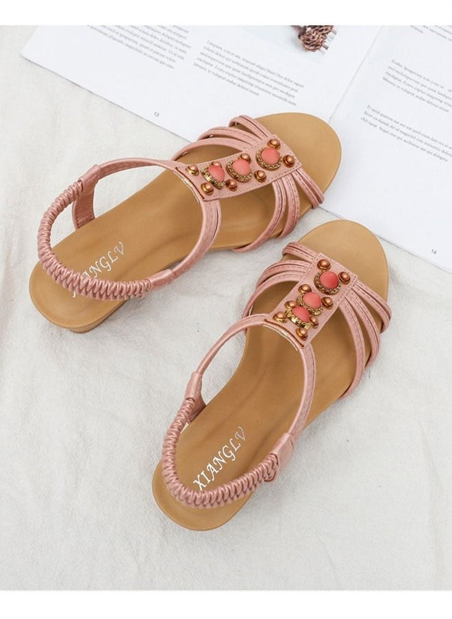 Loquat - Leisure Fashion Wedge Heel Sandals 5CM Pink - Image 1